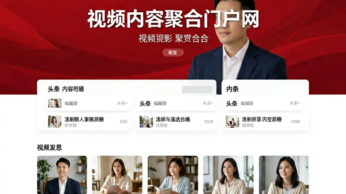 红桃视频门户首页概览图，展示热门榜单卡片与内容分区聚合界面的全景截图